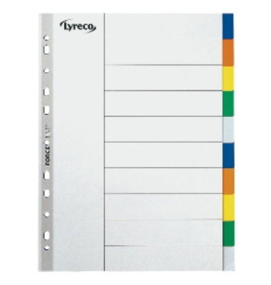 Kunststoffregister 30046, 10-teilig blanko, A4, farbige Taben, 10-teilig
