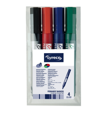 Permanentmarker DGR151205, rot, blau, schwarz, grün, Mittel Kugel