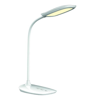 LED-Schreibtischlampe Leon, weiß, mit Standfuß, dimmbar