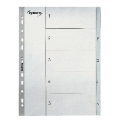 Kunststoffregister 30038, 1 bis 5, A4, graue Taben, 5-teilig