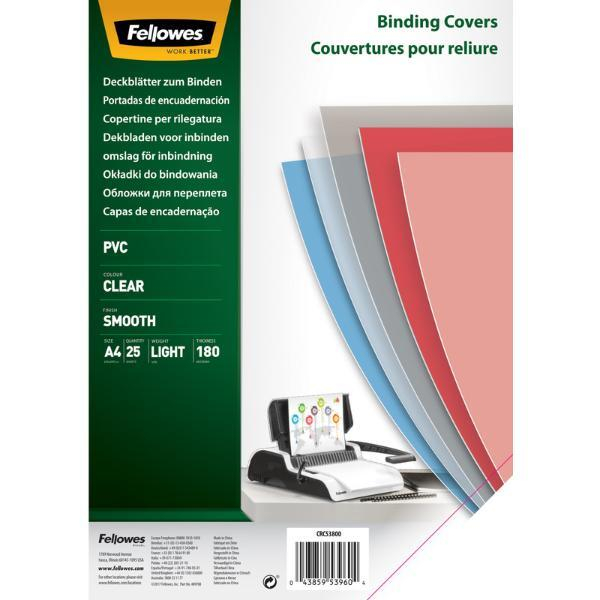 Fellowes Transparente PVC A4 Deckblätter - 180 Mikron 0043859539604 Fellowes 25 Stück