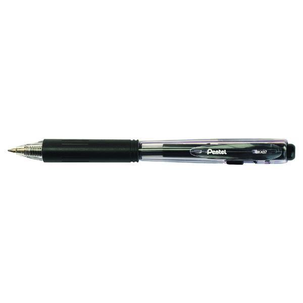Pentel Kugelschreiber BK437-A, schwarz, mittel, nachfüllbar 3474377910816 Pentel