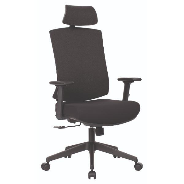 Alpedia Bürostuhl Orion, schwarz / schwarz, mit Armlehnen, bis 110kg, mit Kopfstütze  Alpedia