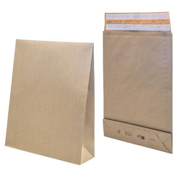 Bong Faltentaschen 69115, Sonderformat, ohne Fenster, haftklebend, 80mm-Falte, braun 4026283614433 Bong 200 Stück