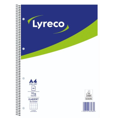 Collegeblock 100050731, kariert / kariert, A4, 70g, wei&szlig;/blau, 80 Blatt