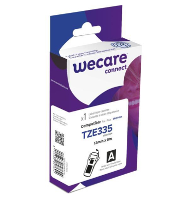 Schriftband K80019W4, 12mm x 8m, weiß/schwarz, laminiert, kompatibel zu P-touch TZe-335