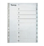 Kunststoffregister 30037, 1 bis 10, A4, graue Taben, 10-teilig