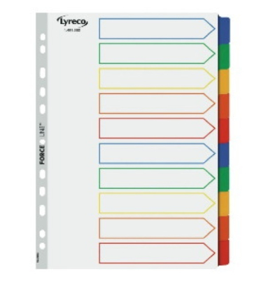 Kartonregister 29223, 10-teilig blanko, A4, farbige Taben, 10-teilig