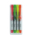 Textmarker HL0101-WP4, Etui, pink, gelb, orange, gr&uuml;n, mittel Keilspitze