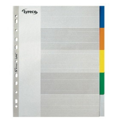Kunststoffregister 30042, 5-teilig blanko, A4+, farbige Taben, 5-teilig