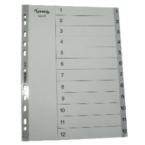 Alpedia Kunststoffregister 30048, 1 bis 12, A4, graue Taben, 12-teilig 3662168014991 Alpedia