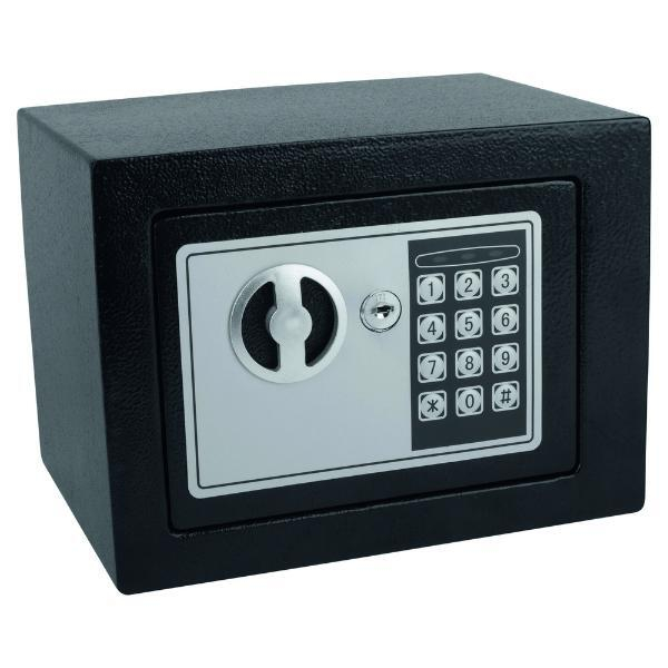 8717448005680 - Tresor Schwarz 23x17x17cm mit elektronischem Zahlenschloß für Tisch Wandmontage 8717448005680 - Tresor Schwarz 23x17x17cm mit elektronischem Zahlenschloß für Tisch Wandmontage