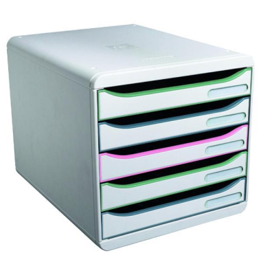 Schubladen-Set Big Box+ Autentik, 5-Schubladen farbl. sortiert, Weiß