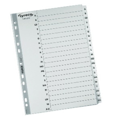 Kartonregister 29490, A bis Z, A4, graue Taben, 20-teilig