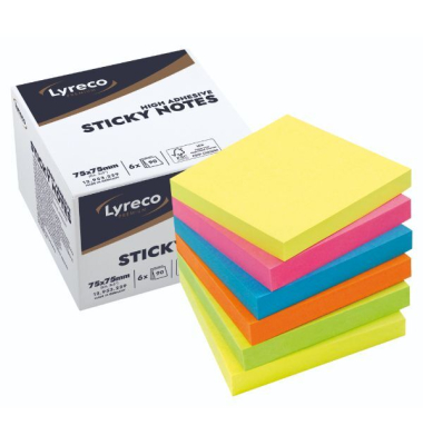 Haftnotizen 12953229, 75x75mm, hellblau/hellgelb/pink/orange/grün, quadratisch
