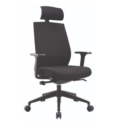 B&uuml;rostuhl PHOENIX, schwarz / schwarz, mit Armlehnen, bis 110kg, mit Kopfst&uuml;tze