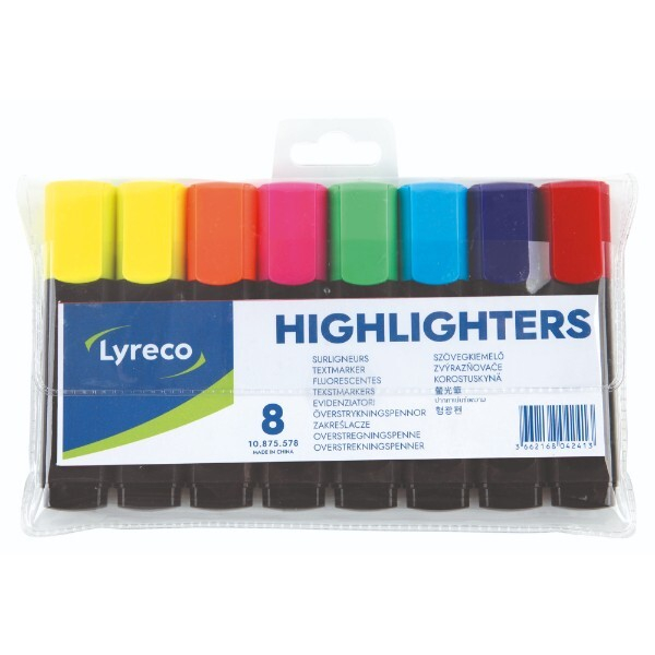 Alpedia Textmarker HY2376-8, Packung, rot, pink, gelb, blau, violett, orange, grün, groß Keilspitze 3662168042413 Alpedia 8 Stück