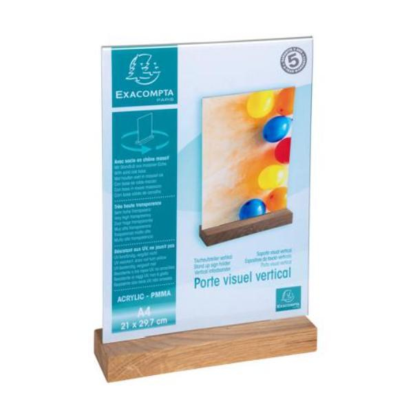 9002493109384 - Tischaufsteller mit Holzsockel A4 Hochformat kristall 9002493109384 Exacompta 9002493109384 - Tischaufsteller mit Holzsockel A4 Hochformat kristall 9002493109384 Exacompta