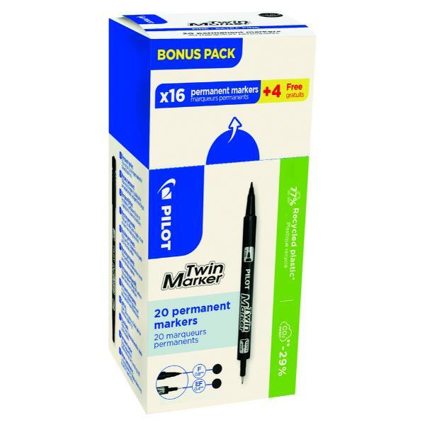 Pilot Permanentmarker Begreen, 4045701P20, schwarz, mittel, fein Nadel, Konisch 3131910424789 Pilot 20 Stück