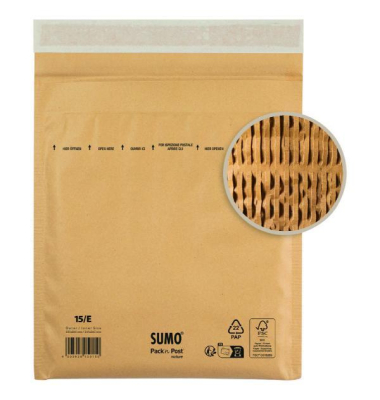 Papierpolstertaschen SUMO 15/E, 30131581, innen 215x265mm, Haftklebung mit Abdeckstreifen, braun