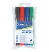 Permanentmarker DGR151147, Packung, rot, blau, schwarz, gr&uuml;n, gro&szlig; Keilspitze