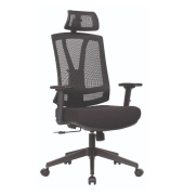 B&uuml;rostuhl Orion, schwarz / schwarz, mit Armlehnen, bis 110kg, mit Kopfst&uuml;tze