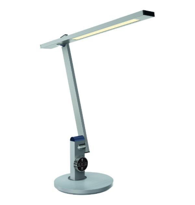 LED-Schreibtischlampe Bento, silber, mit Standfuß, dimmbar