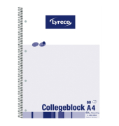 Collegeblock 100050729, kariert / Kariert Mit Rand, A4, 60g, wei&szlig;/blau, 80 Blatt