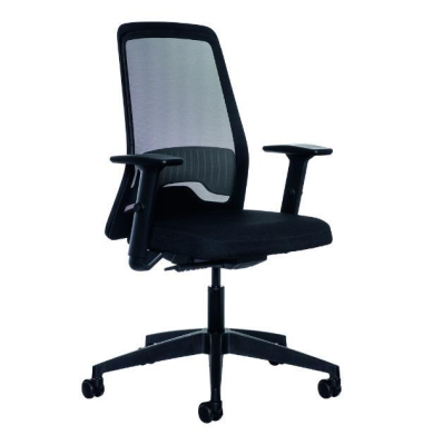 B&uuml;rostuhl , schwarz / schwarz, mit Armlehnen, bis 120kg, ohne Kopfst&uuml;tze