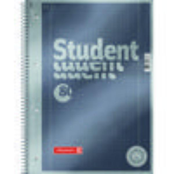 4003273566668 - BRUNNEN Student Premium Collegeblock DIN A4 Spiralbindung Kariert Pappkarton Anthrazit-Metallic Perforiert 160 Seiten 80 Blatt