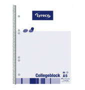 Collegeblock 100050738, kariert / Kariert Mit Rand, A5, 60g, wei&szlig;/blau, 80 Blatt