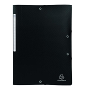 Eckspannmappe 55701E, A4 schwarz Recyceltes Polypropylen, mit 3 Einschlagklappen