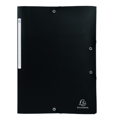 Eckspannmappe 55701E, A4 schwarz Recyceltes Polypropylen, mit 3 Einschlagklappen