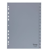 Kunststoffregister 29972, 1 bis 15, A4, graue Taben, 15-teilig