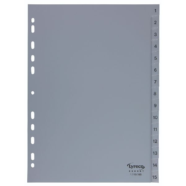 Alpedia Kunststoffregister 29972, 1 bis 15, A4, graue Taben, 15-teilig 4002030130982 Alpedia