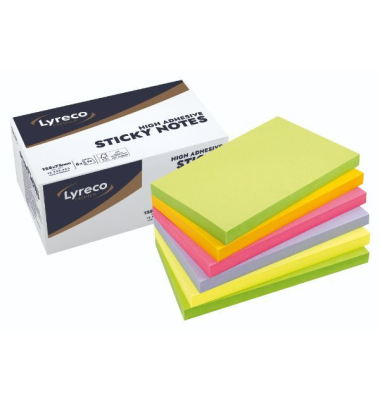 Haftnotizen 12953253, 75x125mm, grün/gelb/pink/violett, rechteckig