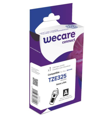 Schriftband K80023W4, 9mm x 8m, weiß/schwarz, laminiert, kompatibel zu P-touch TZe-325 Schriftband K80023W4, 9mm x 8m, weiß/schwarz, laminiert, kompatibel zu P-touch TZe-325