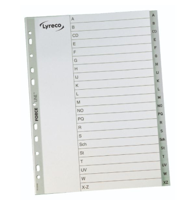 Kunststoffregister 30030, A bis Z, A4, graue Taben, 20-teilig