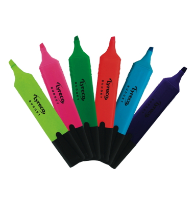 Textmarker 150953, pink, gelb, blau, violett, orange, grün, Groß Keilspitze