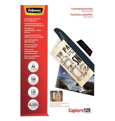 Laminierfolien Capture125 5328901, A4, 216x303mm, glänzend, selbstklebend