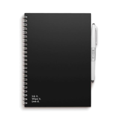 Notizbuch 8720618350091, Erasable Stone Paper, schwarz, A5, kariert, 20 Blatt / 40 Seiten