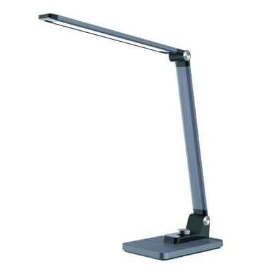 LED-Schreibtischlampe Joa, grau, mit Standfu&szlig;, dimmbar