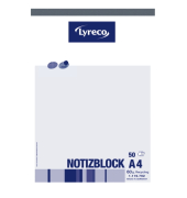 Notizblock 100050726, kariert / Lineatur 22, A4, 60g, weiss, blau, 50 Blatt