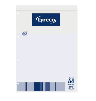 Briefblock 400011206, Lineatur 22 / kariert, A4, 60g, wei&szlig;, 80 Blatt