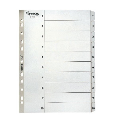 Kartonregister 29229, 1 bis 10, A4, graue Taben, 10-teilig