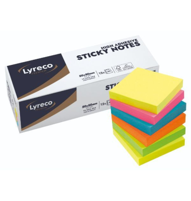 Haftnotizen 12953264, 50x50mm, gelb/pink/blau/orange/grün, quadratisch