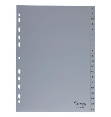 Kunststoffregister 29969, A bis Z, A4, graue Taben, 20-teilig