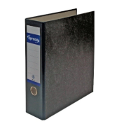 Ordner 11257060, A4 83mm breit Karton Wolkenmarmor schwarz