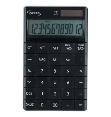 Tischrechner Neutral 12-stellig, Solar-Batteriebetrieb, schwarz