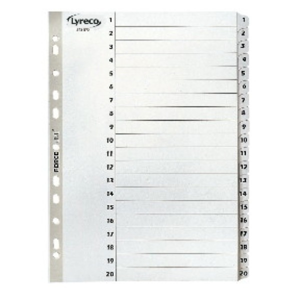 Alpedia Kartonregister 29227, 1 bis 20, A4, graue Taben, 20-teilig 4255704331851 Alpedia